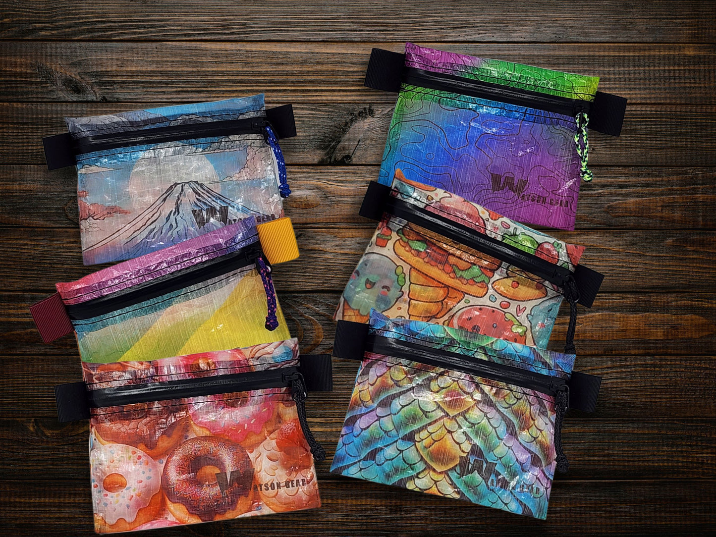 New! Dyneema - Ultralight Minimalist Hiking Zip Wallet - Custom Prints